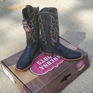 Men's 13 D Nocona Legacy Western Black Calf Skin Square Toe Boots